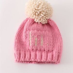 Pink Knit Beanie with Pom Pom